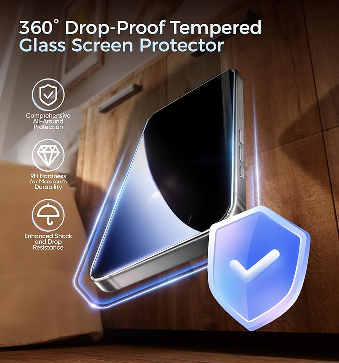 MAGIC JOHN 3rd Gen Upgraded for iPhone 12/12Pro Privacy Screen Protector 6.1 Inch 25°Anti-Spy Screen Shockproof Tempered Glass Auto Dust-Removal Bubble Free Easy Installation 2 Pack