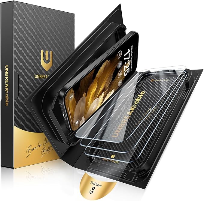 UNBREAKcable for iPhone 16 Pro Max Screen Protector [Quick-Installation Box] 3-Pack 9H+ Hardness Shatterproof Tempered Glass [99.99% HD Clear] [Case Friendly] [Bubble Free] for iPhone 16 Pro Max 6.9