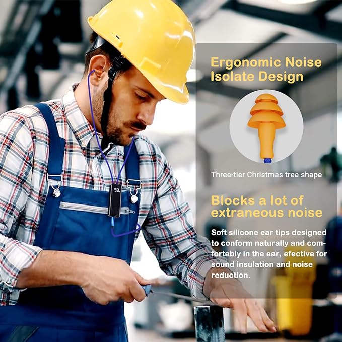 Bluetooth Ear Plugs Headphones for Work Wireless Earbuds with 60H Battery Bluetooth Adaptor Noise Cancelling Earplugs Wireless Earphones with Mic &amp Control for Motorcycle Riding Construction W