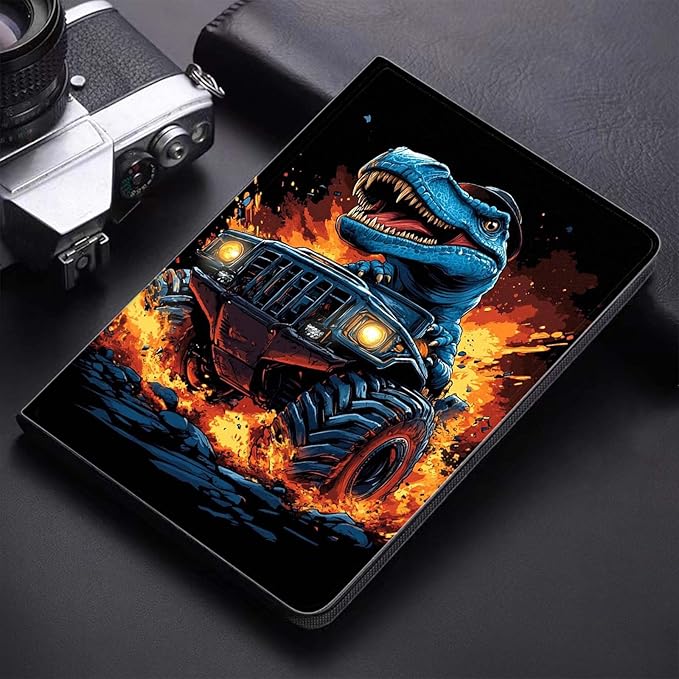 Case for Samsung Galaxy Tab A11+ / Tab A9+ 11 Inch 2025/2023Slim Protective LeatherAuto Wake/SleepAdjustable Viewing Angle Stand.Dinosaur in Monster Truck