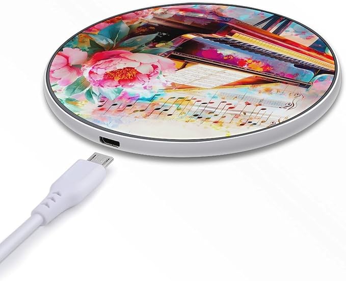 Piano Music Notes Wireless Charger Anti-Slip Wireless Charging Pad Slim Charger Mat for Men Women