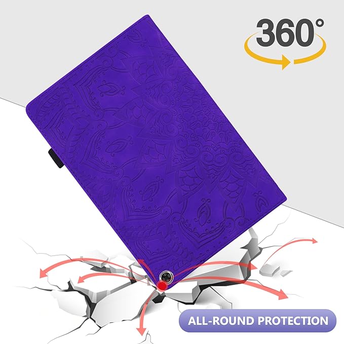 Dteck Case for All-New Amazon Fire HD 10 and 10 Plus Tablet (13th/11th Generation 2023/2021 Release)PU Leather Slim Folding Stand Cover with Pencil Holder Shockproof Magnetic Card Slots ShellPurple