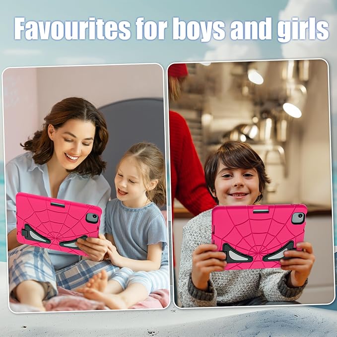 Compatible with Apple iPad Air 11(2024) 11 inch Tablet CaseLightweight Shockproof Rugged Protective Cover with Kickstand for Kids Children Boys Babies Strawberry Black