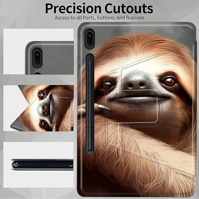 Case for Samsung Galaxy Tab S10 Ultra (2024 Release) / S9 Ultra (2023 Release) 14.6 Cute Sloth Theme 360 Degree Rotating Stand Smart Protective Cover for Samsung S10 Ultra Tablet