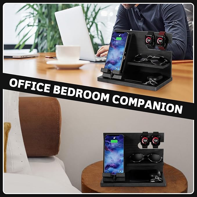 Fathers Day for Dad Dad Birthday Gifts Wood Phone Docking Station Nightstand Organizer Gifts for Dad Christmas Father's Day Dad Gifts from Daughter Son Organiser Birthday Presents for Dad