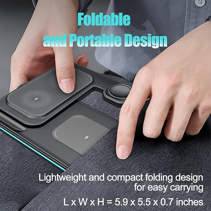 Wireless Charger for Multi Devices 3 in 1 Foldable Fast Charging Station Stand Compatible for iPhone 17 16 15 14 13 Pro for Apple Watch Series for AirPods 4 3 2 Pro for Samsung Galaxy Android (White)