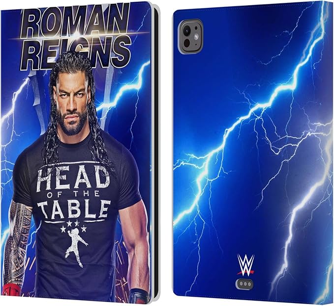 Head Case Designs Officially Licensed WWE Lightning Roman Reigns Leather Wallet Case Compatible with Apple iPad Pro 11 M4/M5 2024/2025