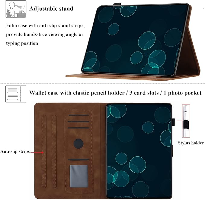 Case for Amazon Kindle Fire HD 8 &amp Fire HD 8 Plus (12th/10th Gen 2024/2022/2020) 8 with Stand/Pencil Holder [Auto Sleep/Wake] UUcovers Embossed Magneic Smart Folio Cover Brown Butterfly
