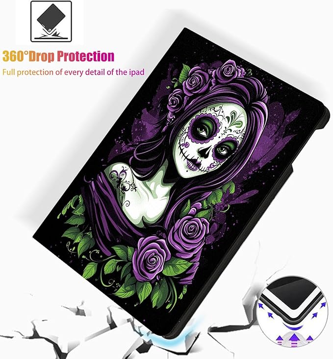 Case for iPad 6th/5th Generation (2018/2017) 9.7 Inch iPad CoverAutomatic Wake/SleepAdjustable Stand Protective Cover for Apple iPad 9.7 - Day of The Dead Sugar Skull Women