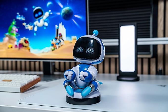 Cableguys Astro Bot Controller Holder &amp Phone Stand - Gaming Setup Accessories for Desk and Game Room Controller Stand Compatible with Xbox PlayStation &amp Most Standard Game Controllers
