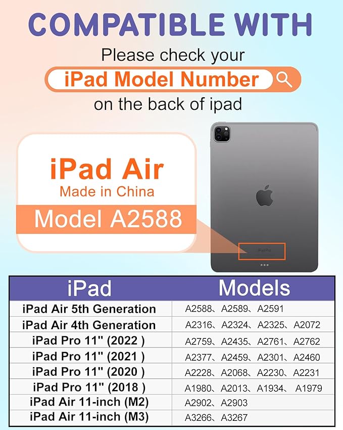 for iPad Air 11 inch Case(Air M4 2026 8th Gen/M3 2025/M2)/Air 5th/4th Gen 10.9 for iPad Pro 11 inch Case(4th/3rd/2nd/1st Gen) - 360 Rotating Smart Folio Cover with Pencil Holder Stars