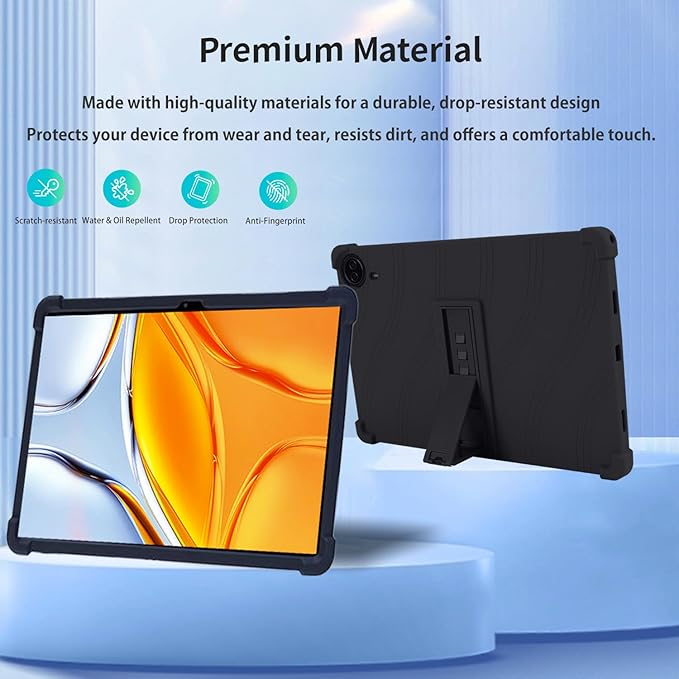 Case for Callsky-Pro/Callsky Ctab 14 / Teclast T70 14inch Android 14 TabletAdjustable BracketSoft Silicone Protective Cover with Adjustable Stand Lightweight and Kid-Friendly(Black)