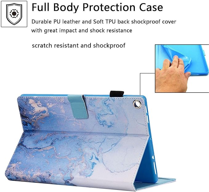 Kindle Fire HD 10 2019/2017 Tablet Case 9th/7th Generation Smart PU Leather TPU Back Folio Stand Cover with Card Slots Pencil Holder [Auto Wake/Sleep] for Amazon Fire HD 10.1 Gold Marble