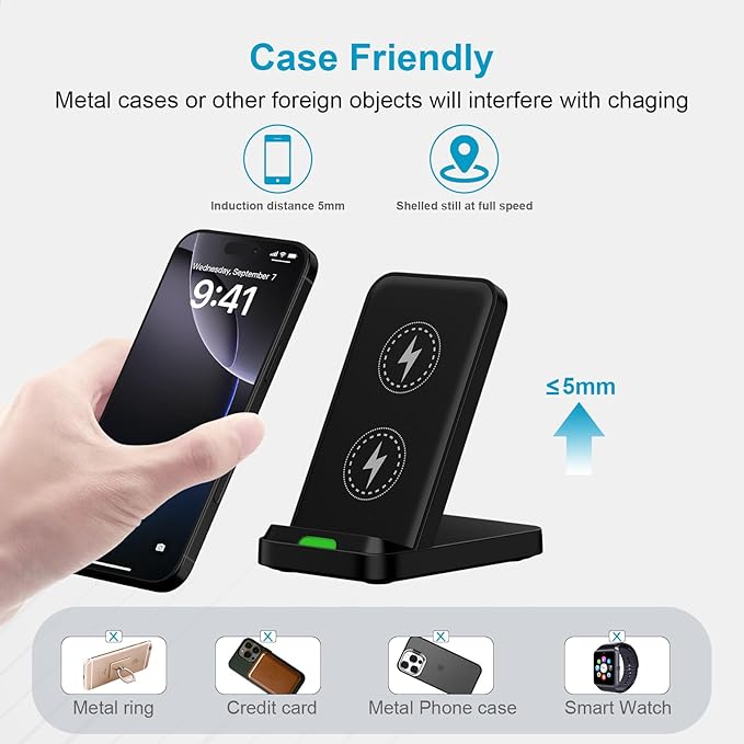 Google Pixel Wireless Charger Fast Charging Station for Google Pixel 10a 10 Pro XL 9a 9 8 7 15W Android Wireless Phone Charger Stand with QC Adapter for Samsung Galaxy S26 S25 Ultra iPhone 17 Pro Max