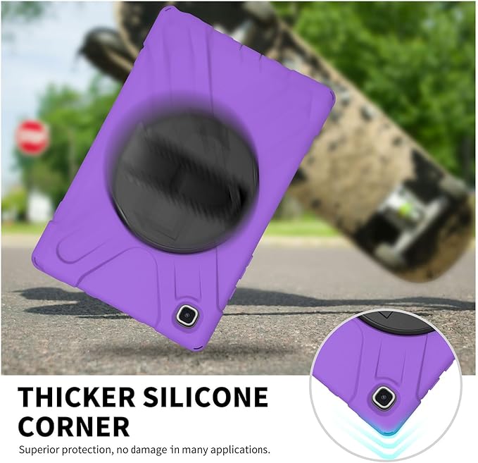 Case for Samsung Galaxy Tab A 10.1 2019 (SM-T510/T515/T517)Portable Heavy Duty Dropproof Protective Cover Case with 360 Rotating StandHandle &amp Shoulder StrapStylus Pen (New Purple)