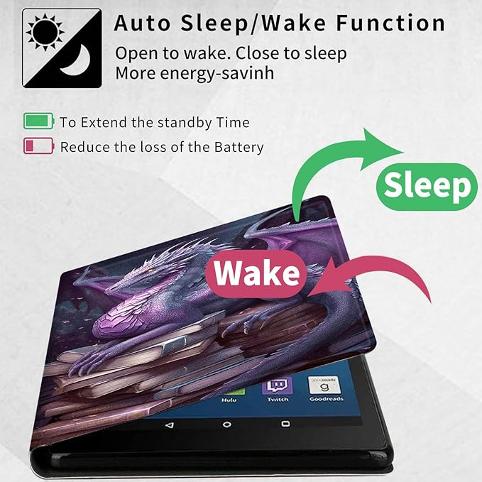 Case for Samsung Galaxy Tab A11+ / A9 Plus 11-Inch (2026/2024) Lightweight Adjustable Stand Folio Cover PU Leather Smart Protective Case with Auto Wake/Sleep Dragon Book Art