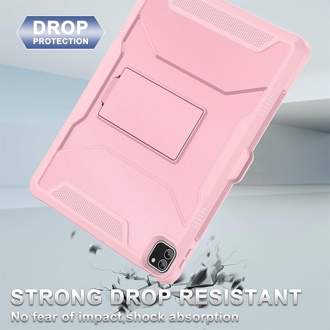 Soke Case for iPad Pro 12.9 Inch 6th/5th/4th Generation(2022/2021/2020 Release) Rugged Shockproof Protective Cover with Built-in Kickstand for Apple iPad Pro 12.9 - Pink