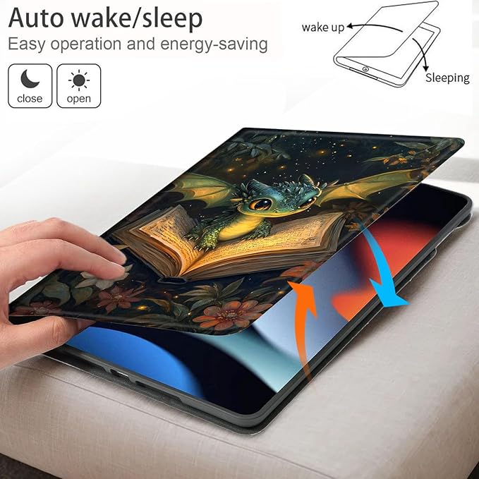 Bxgolkgd Tablet Case for 6 Kindle 11th Generation (2024/2022 Release)Shockproof Stand Cover with Heat DissipationAuto Wake/Sleep FunctionCute Dragon Reading Book