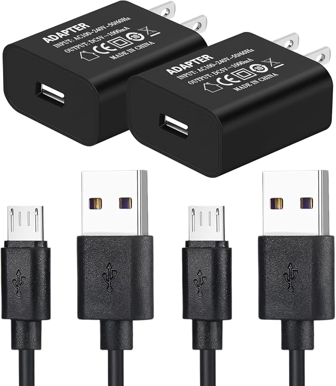 2 × (5v1a black+micro usb cable)