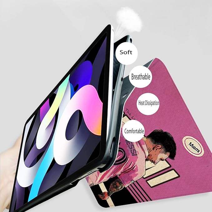 ZERMU Case for iPad (A16) 11th/10th Generation 11''/10.9'' (2025/2022) Mess%i #10 Miam%i Soccer Shockproof Magnetic Cover [Auto Sleep/Wake] with Pencil Holder