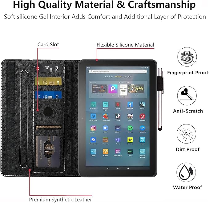 Case for All-New Amazon Fire Max 11 Tablet (11 Inch 13th Generation 2023 Release) with Card Slot &amp Auto Sleep/Wake - Slim Folding Stand Folio Cover Cobble