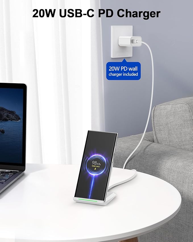 NANAMI Fast Wireless Charger Charging Stand[with 20W PD Charger] 7.5W for iPhone 17/17 Pro/17 Pro Max/16/15/14/13/12 10W Phone Charger Dock for Samsung Galaxy S26/S26+/S25/S25+/S25 ultra/S24/S23