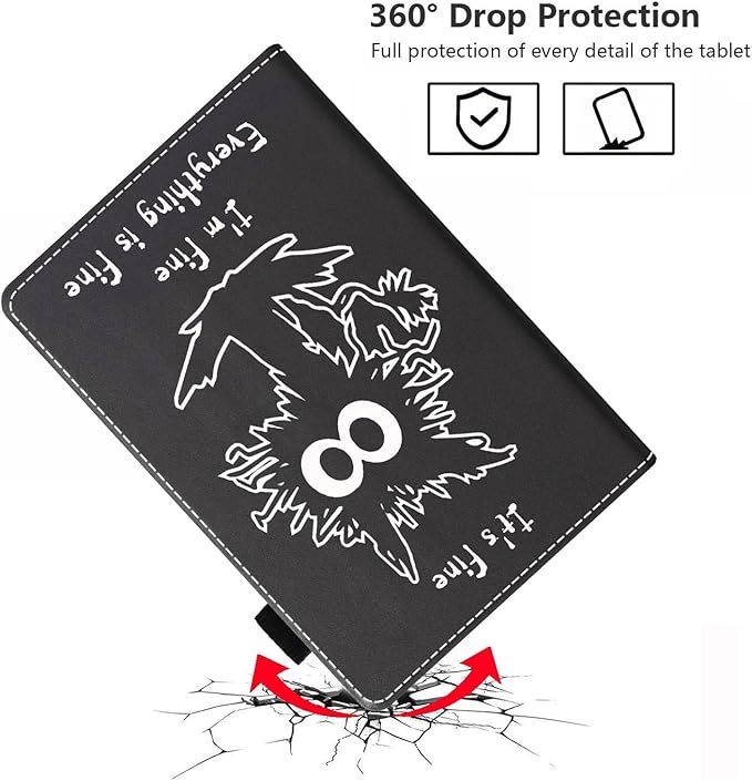 Case for Amazon Kindle Fire HD 10 &amp 10 Plus Tablet 10.1 (13th/11th Generation 2023/2021 Release) - Funny Cat - It's Fine I'm Fine Everything is Fine Premium PU Leather Cover with Auto Sleep Wake