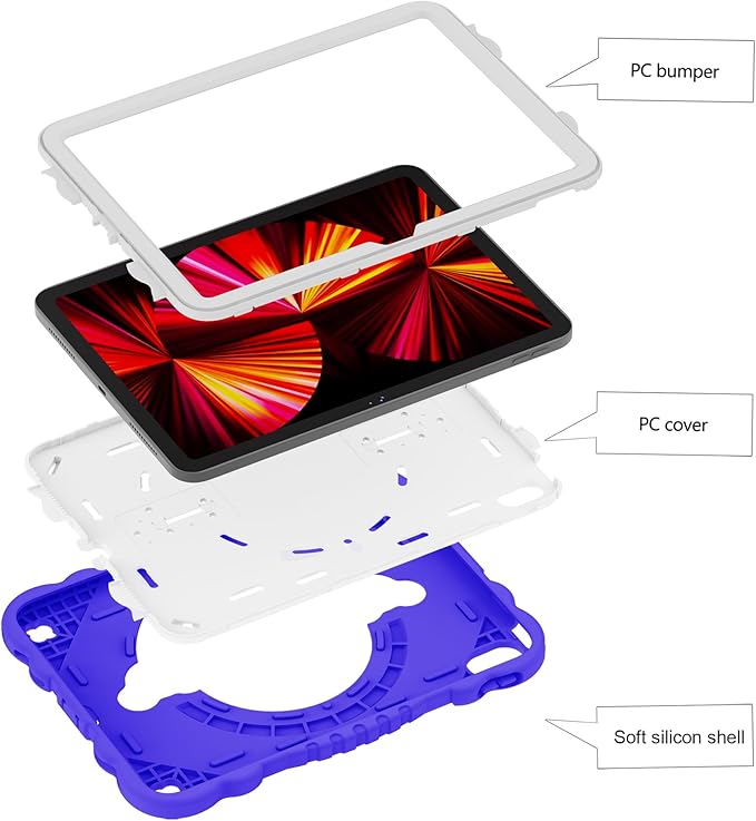 XZC Case for iPad (A16) 11th Generation 11 Inch 2025/ iPad 10th Generation 10.9 Inch 2022 Unicorn Heavy Duty Shockproof Rugged Cover with Built-in Stand/Strap (Purple)