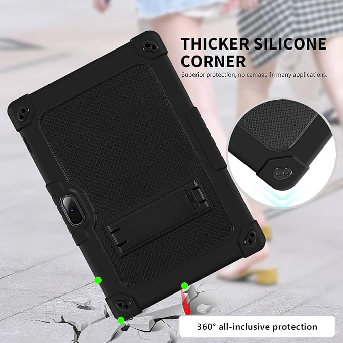 for Vankyo MatrixPad S10 Tab Case YQSAVIOR CUPEISI Coopers YQ10S VIVIMAGE A10 A38 BYANDBY BYYQ10S 10.1 Case Built in Kickstand Shoulder Strap Shell with Screen Protector (Black+Black/2 Pcs)