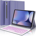 Keyboard Case for Samsung Galaxy Tab S10+ Plus/ S9 Plus/S9 FE+/ S9+/ S8+ Plus/S7+ Plus/S7 FE 12.4 Inch with S Pen Holder Backlit Smart Bluetooth Keyboard case Cover Purple