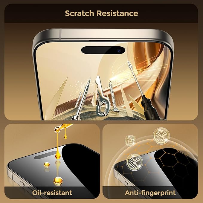 UNBREAKcable Privacy Screen Protector for iPhone 15 Pro Max Full Coverage Shatterproof Tempered Glass[True 28°Anti Spy][9H Hardness][Easy Installation Frame]2-Pack Private Screen for iPhone 15 ProMax