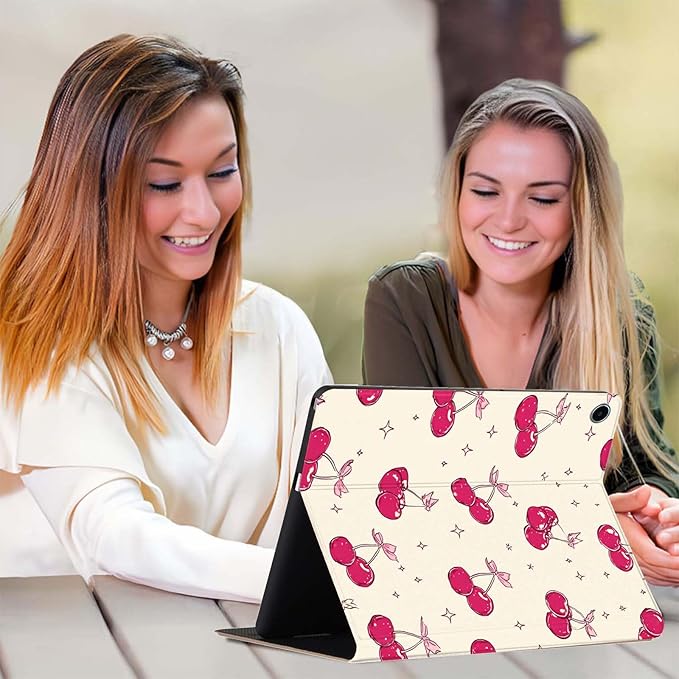 Case for iPad 5th/6th Gen 9.7 2017/2018iPad Air 1/2 9.7 InchSlim PU Leather Cover Adjustable Stand Auto Wake/SleepCherries Bows