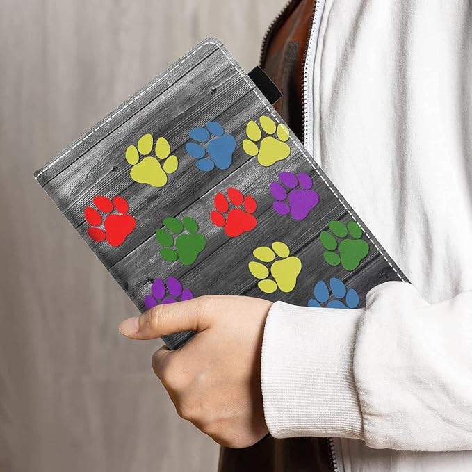 Colorful Dog Paw Print on Wooden Board