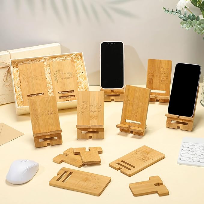 Ripeng 30 Pcs Employee Appreciation Gifts Bulk Bamboo Phone Stand for Desk Office Workers Inspiration Thank You Gift for Team Coworkers Staff Volunteer Nurse Teacher Colleagues Gratitude (Inspiration)