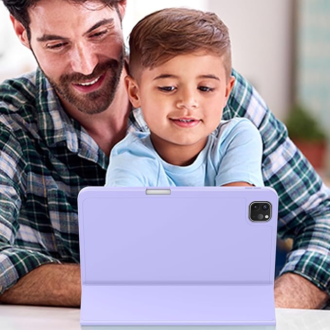 ZryXal iPad Pro 11 Inch Case (M5) 2025/ (M4) 2024 (Model: A2836/A2837/A3006) Trifold Stand Smart Cover with Pencil Holder and Soft TPU Back Auto Wake/Sleep (Light Purple)