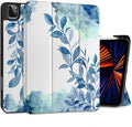 DONGKE Case for 2022/2021/2020/2018 iPad Pro 11 inch Gen 4/3/2/1 - Slim Protective Case - Built in Pencil Holder Support Charging - Trifold Stand &amp Sleep/Wake Cover - Watercolor Blue Floral