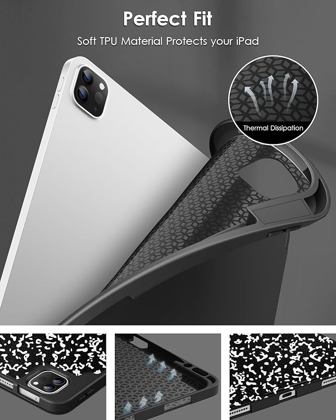 DTTO for iPad Air 13 Inch Case M4/M3/M2 2026/2025/2024 iPad Pro 12.9 Inch Case (6th/5th/4th/3rd Gen) Smart Slim Trifold Stand Soft Cover with Pencil Holder Book