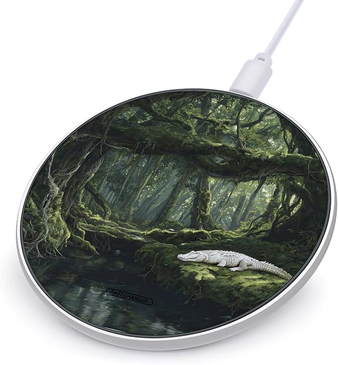 Rainforests Crocodiles Phone Charger Magnetic Charging Pad Anti-Slip with USB Cable