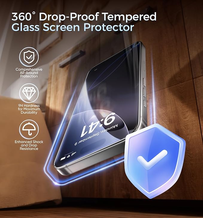 MAGIC JOHN 3rd Gen Upgraded for iPhone 16 Pro Screen Protector 6.3 Inch HD Clear Shatterproof Tempered Film Auto Dust-Elimination Bubble Free Easy Installation 2 Pack