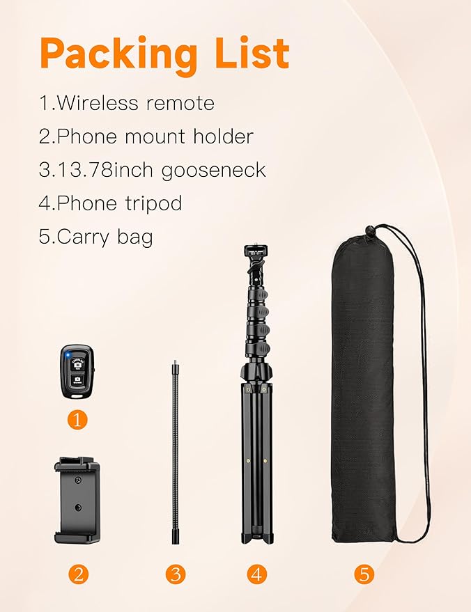 Phone Tripod Stand 84 Tall Flexible Cellphone Tripod for iPhone with Gooseneck Remote Portable Phone Stand for Recording Compatible with iPhone 14 13 12 pro Android Camera