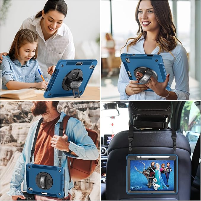 Case for iPad (A16) 11th/10th Generation Case: Protective Cover for iPad 11th Gen 11 Inch 2025 &amp10th Gen 10.9 2022 with Screen Protector- Stand- Shoulder Strap- Handle- Pencil Holder-Dark Blue