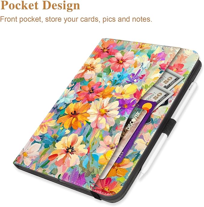 Vimorco Case for iPad (A16) 11th Generation 11 inch (2025)for iPad 10th Gen 10.9 inch (2022)Pencil Holder&ampHand Strap&ampPocketMultiple Stand Protector Folio CoverAuto Wake/SleepOil Painting