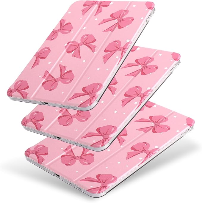 case for ipad 11th Generation11 Inch 2025 (A16 Chip) &amp 10th Gen 10.9 Inch 2022 - Slim Scratch-Resistant Hard PC Translucent Back Shell SmartCover Wake/Sleep FunctionPink Bow