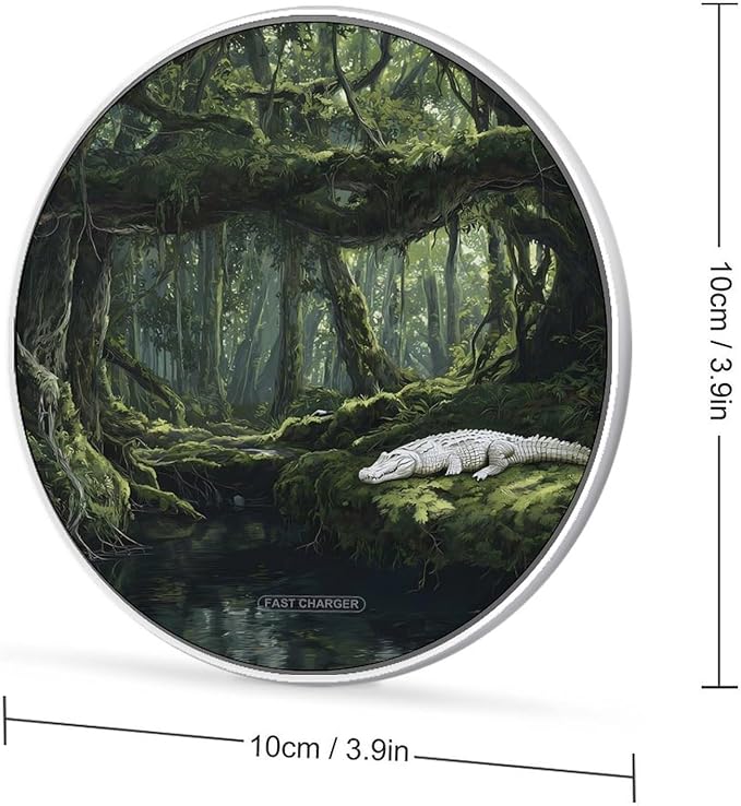 Rainforests Crocodiles Phone Charger Magnetic Charging Pad Anti-Slip with USB Cable