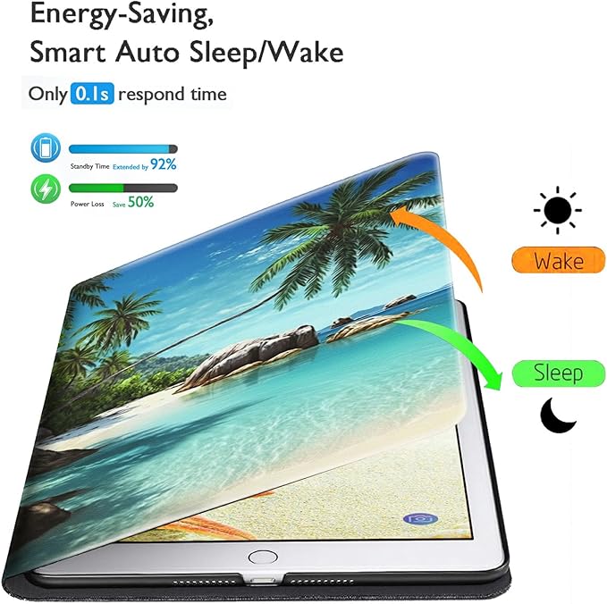 Case for Kindle Paperwhite 12th Generation &amp Kindle Colorsoft Signature Edition 2024 7 inch Lightweight Smart Case Adjustable Stand Protective Cover with Auto Wake/Sleep - Tropical Palm Sea Beach
