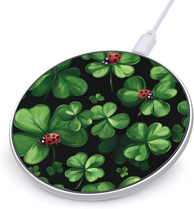 Ladybuges Four Leaf Clovers Phone Charger Magnetic Charging Pad Anti-Slip with USB Cable