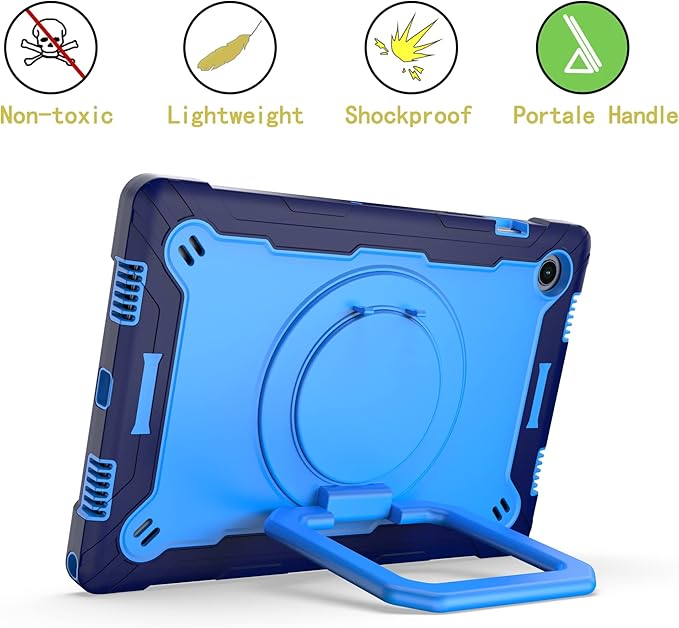 Dteck for Samsung Galaxy Tab A8 (SM-X200/X205) Tablet Case 10.5 2022 Release Shockproof Sturdy Rugged Case for Kids with Rotate Handle and Kickstand Protective Cute Cover with Shoulder Strap Blue