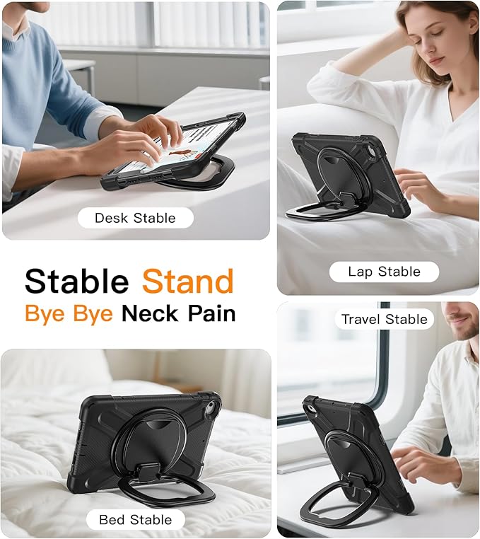 BATYUE for iPad mini 5/4 7.9 Inch Case (2019/2015) Military-Grade Heavy Duty Case with 360° Kickstand Detachable Shoulder Strap &amp Pencil Holder for Office School &amp Travel - Black