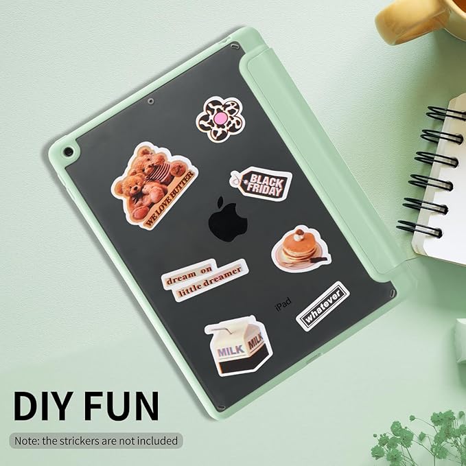 Funny Goose Case for iPad (A16) 11th Generation 2025 11 Inch/iPad 10th Generation 2022 10.9 Inch with Pencil Holder Trifold Stand Green Leather Girly Cover Clear Back Shell Auto Wake/Sleep