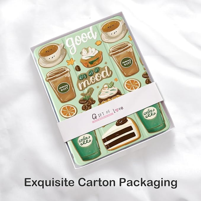 Cute Kawaii Coffee Cake for iPad Pro 13 Inch Case (M5/M4) 2025/2024 with Pencil Holder Auto Sleep/Wake Green Leather Soft TPU Back Cover